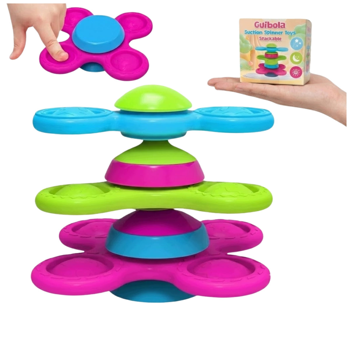 Spinner Baby Sensory Bath Toy Window Suction Cup 3 Pack