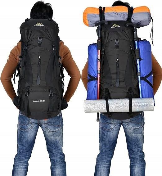 Sports camping hiking backpack large trekking 70l BLACK (I008) Color black