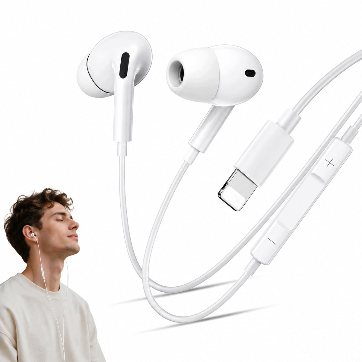 Sports in-ear audio headphones for iPhone 11 12 13 14 mini Plus Pro Max