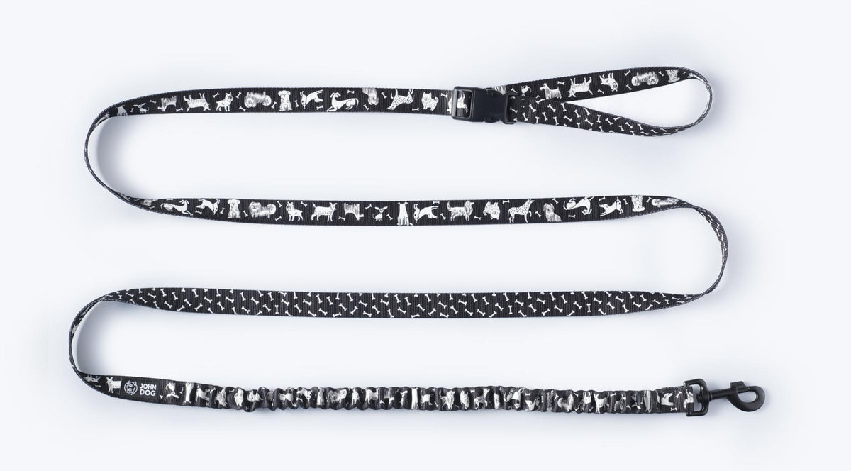 Sports leash with shock absorber for dog John Dog Black Comics 3 m