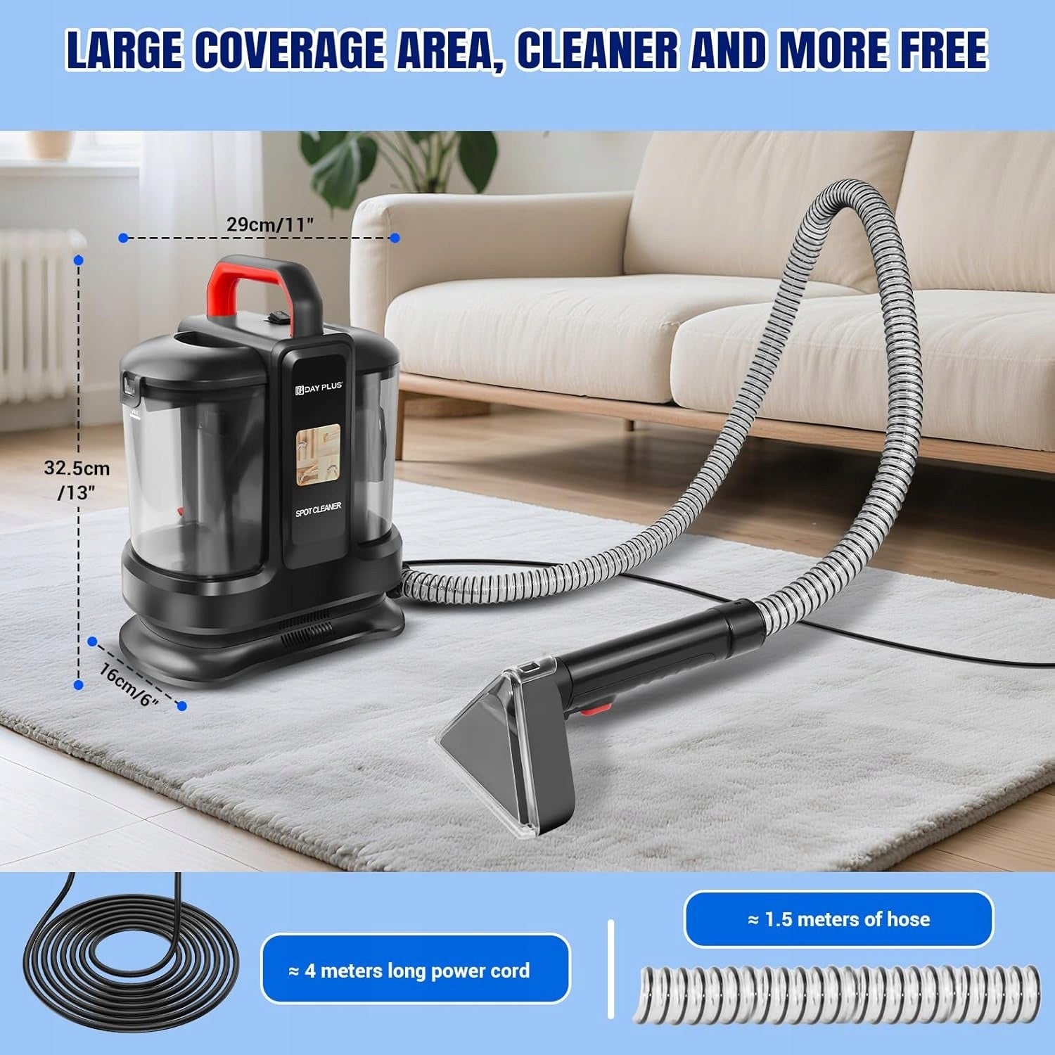 Spot Cleaner for Carpets & Upholstery 1.2L Clean/0.6L Dirty Dual Water Tank Manufacturer code TB-BYQJJ