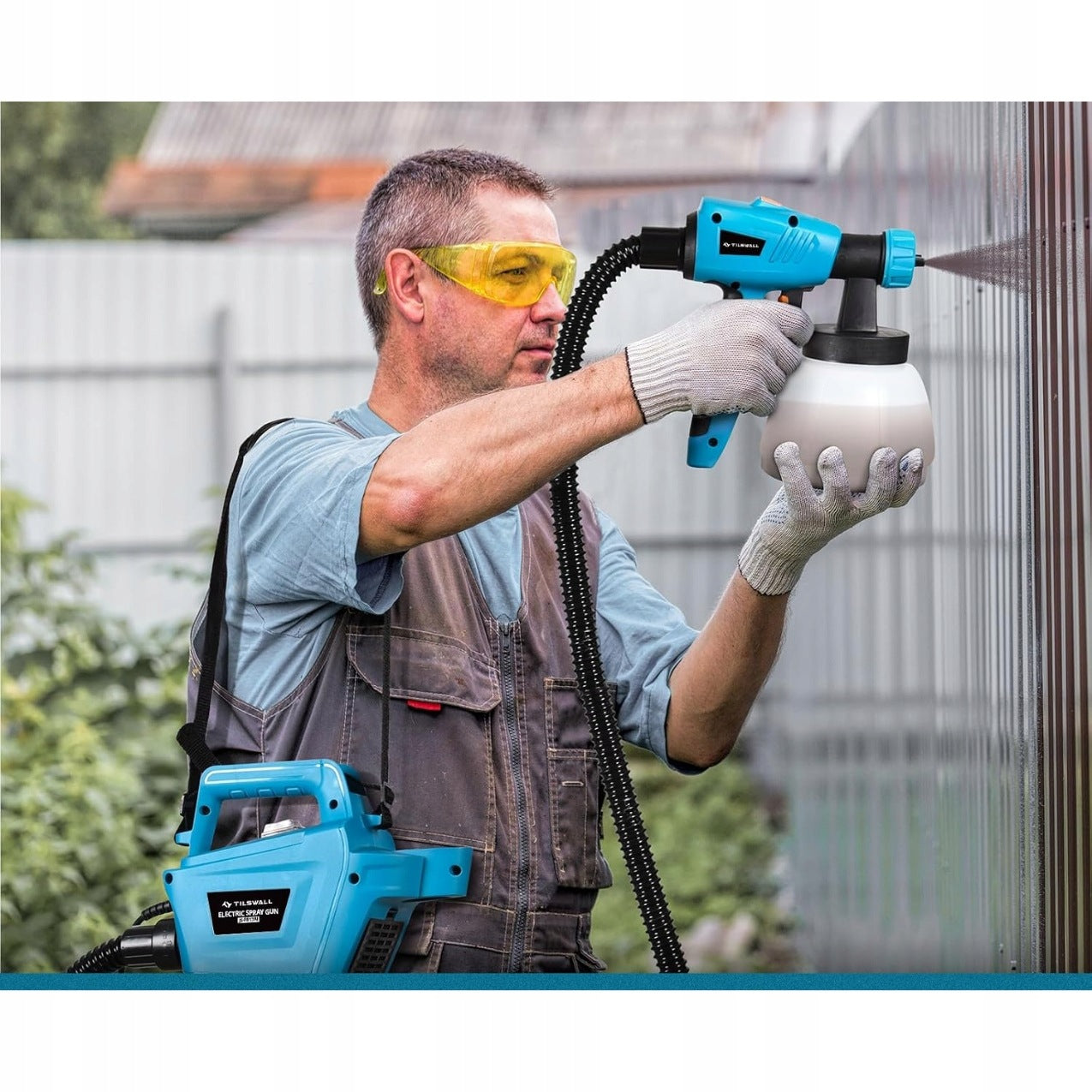 Spraying system Tilswall 800W gun 1300ml with 3 nozzles HVLP blue Brand Innap