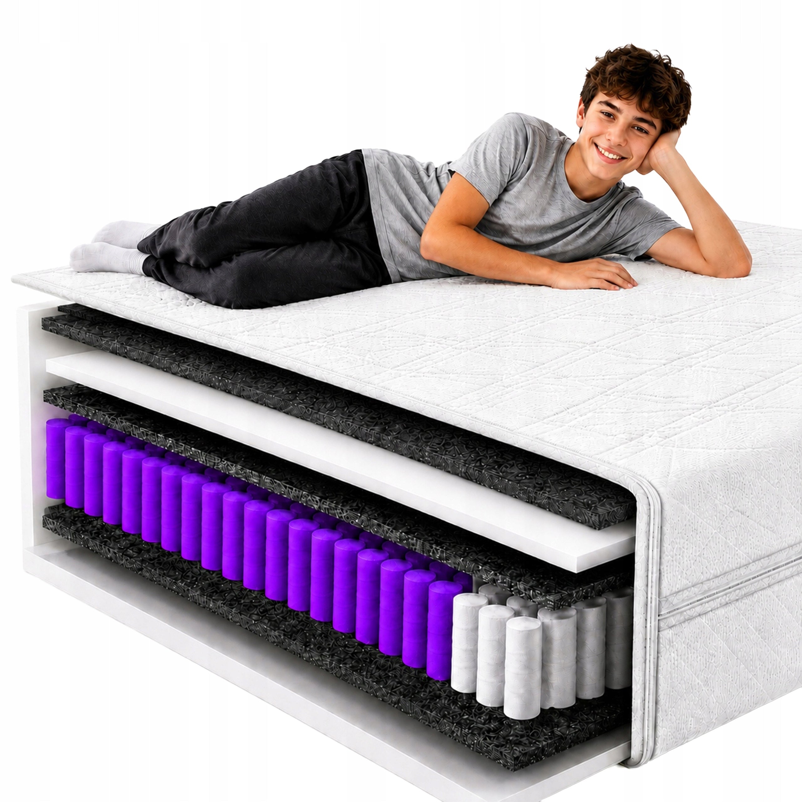 Spring Mattress 80x180 Pocket 7 zones Medium Hard 17cm