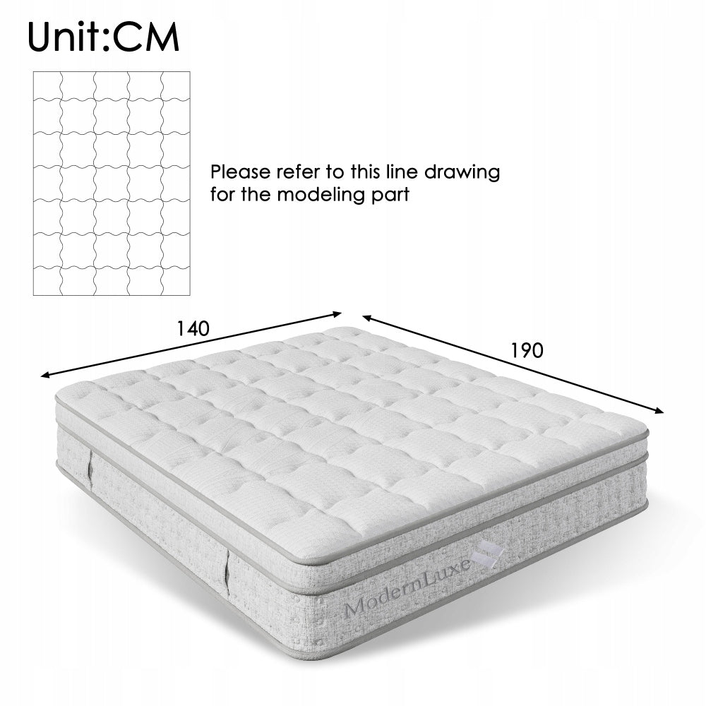 Spring mattress 7 zones 140x190 cm H3 height 25cm ergonomic Brand Arhatreya