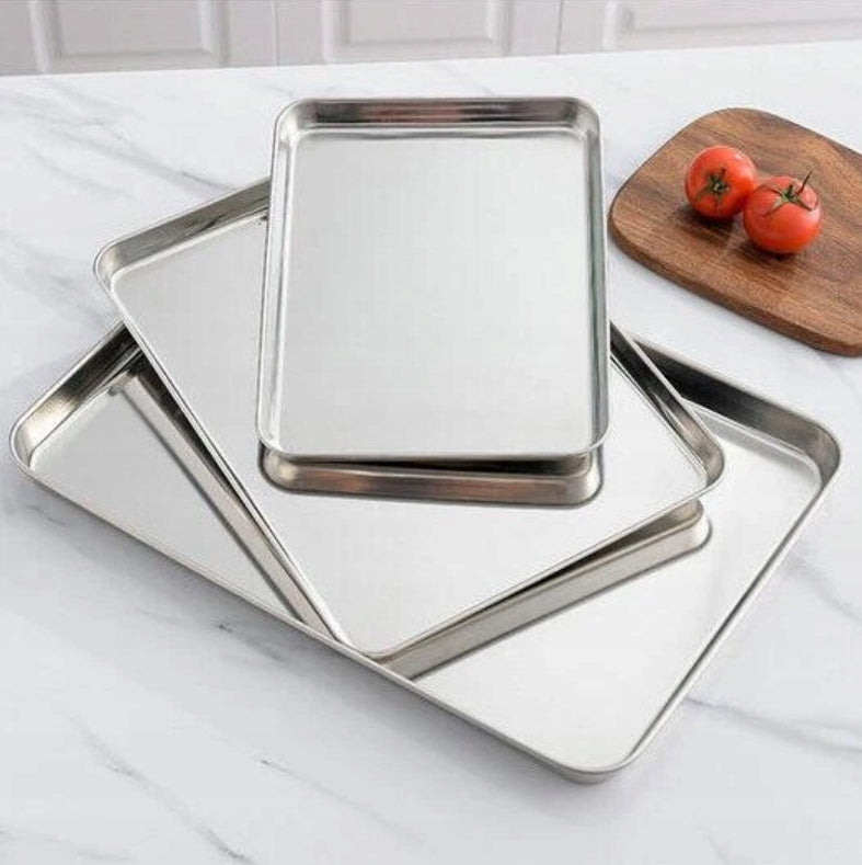 Stainless Steel Baking Sheet Set of 4 Capacity 1 l