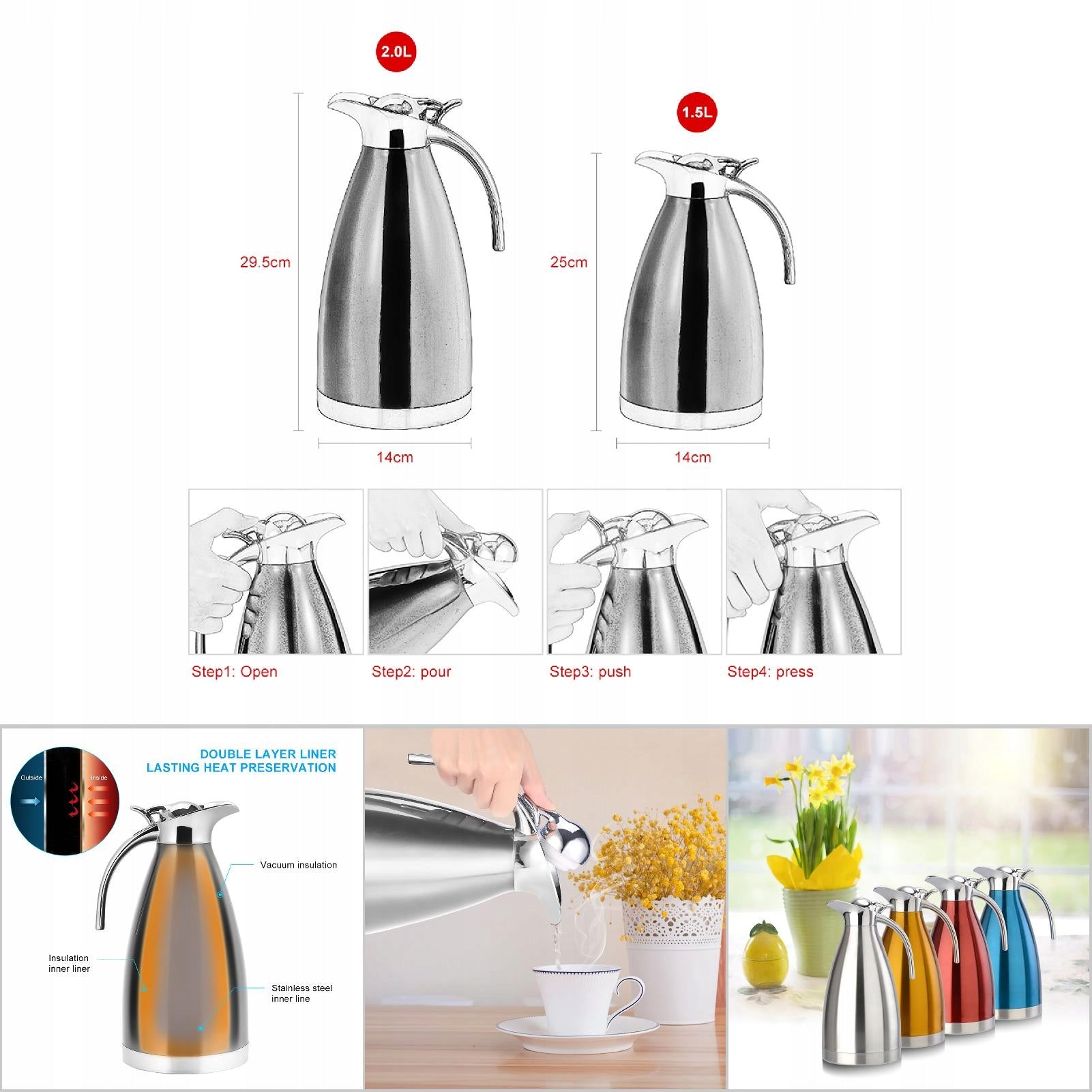 Stainless Steel Coffee Pot Double śc Material steel