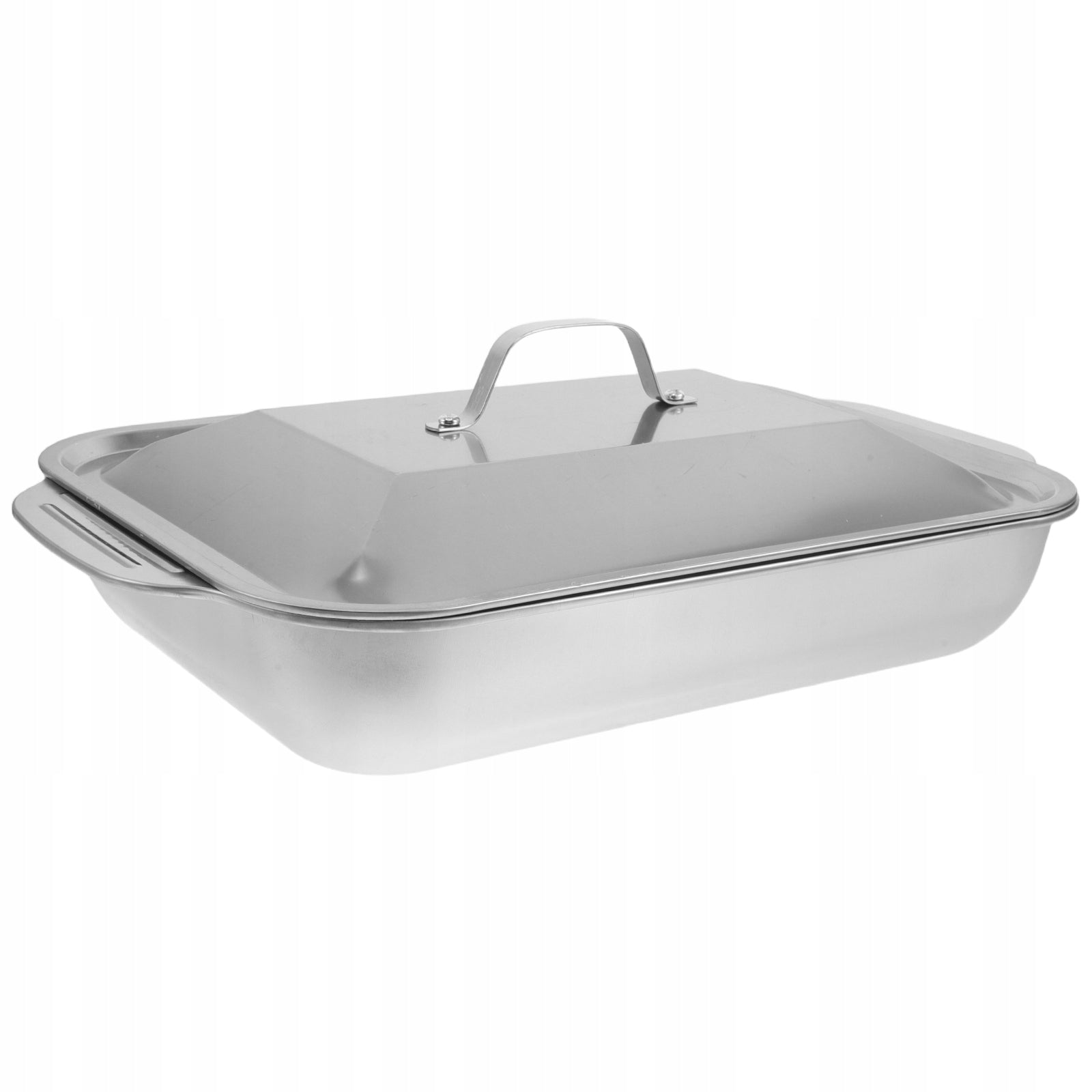 Stainless Steel Deep Rectangular Fish Roasting Pan with Handle & Lid