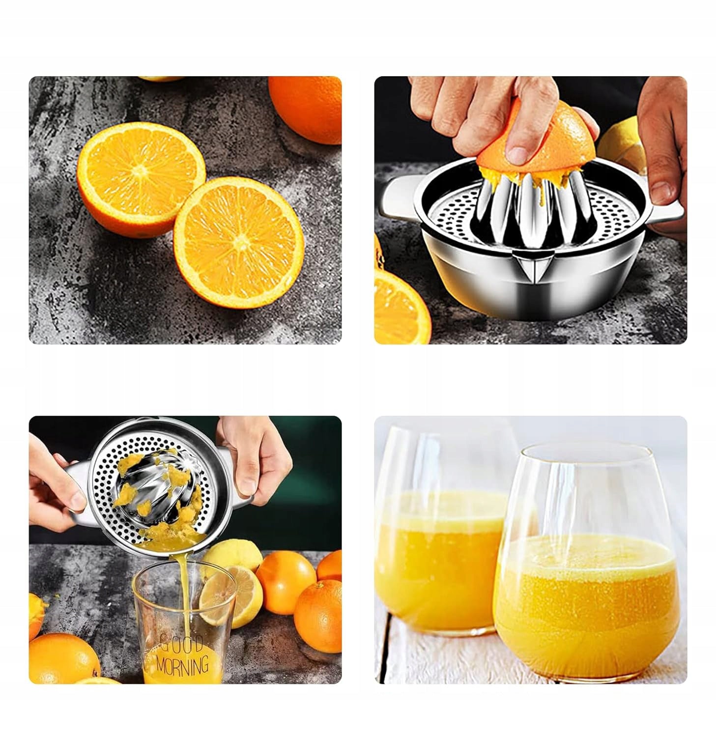 Stainless Steel Handheld Citrus Juicer with Container 400ml Power rating 0 W