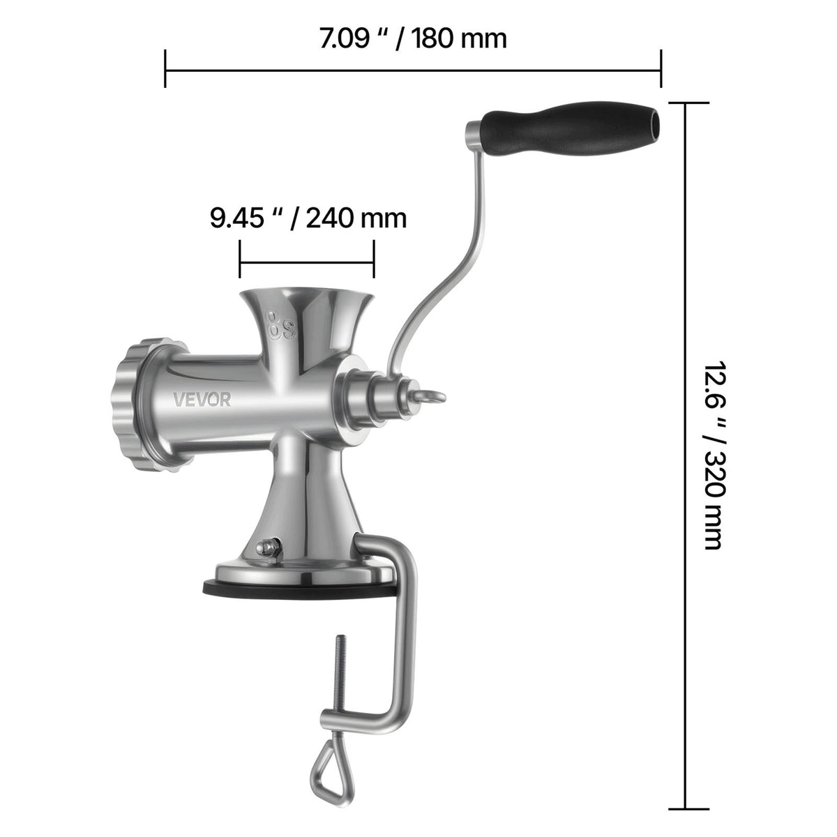 Stainless Steel Handheld Meat Machine Model No. 8 Silver For Home Brand Vevor