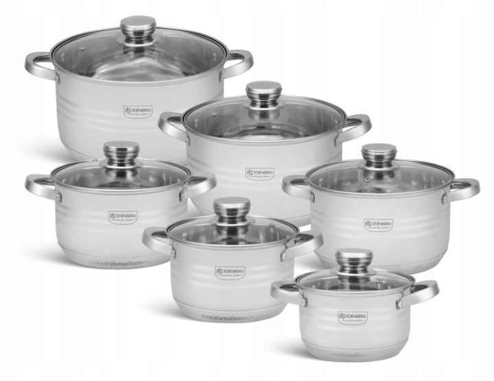 Stainless Steel Pot Set for Gas Induction 12 Parts Material stainless steel