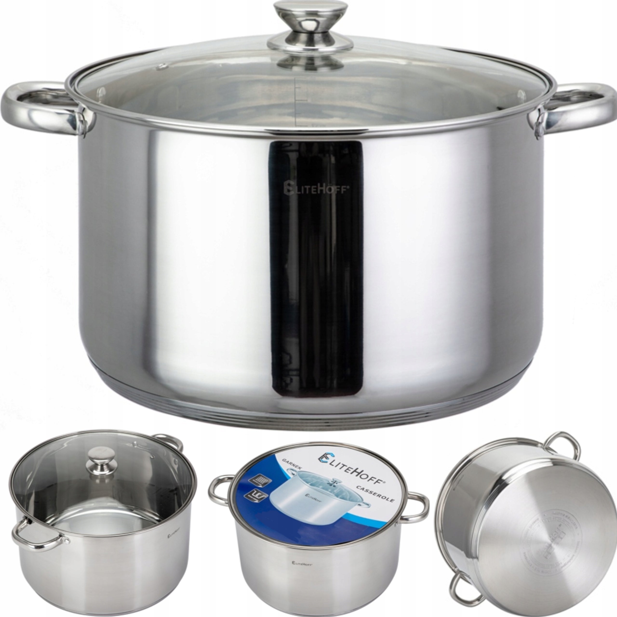 Stainless Steel Pot with Lid Gas Induction 10L