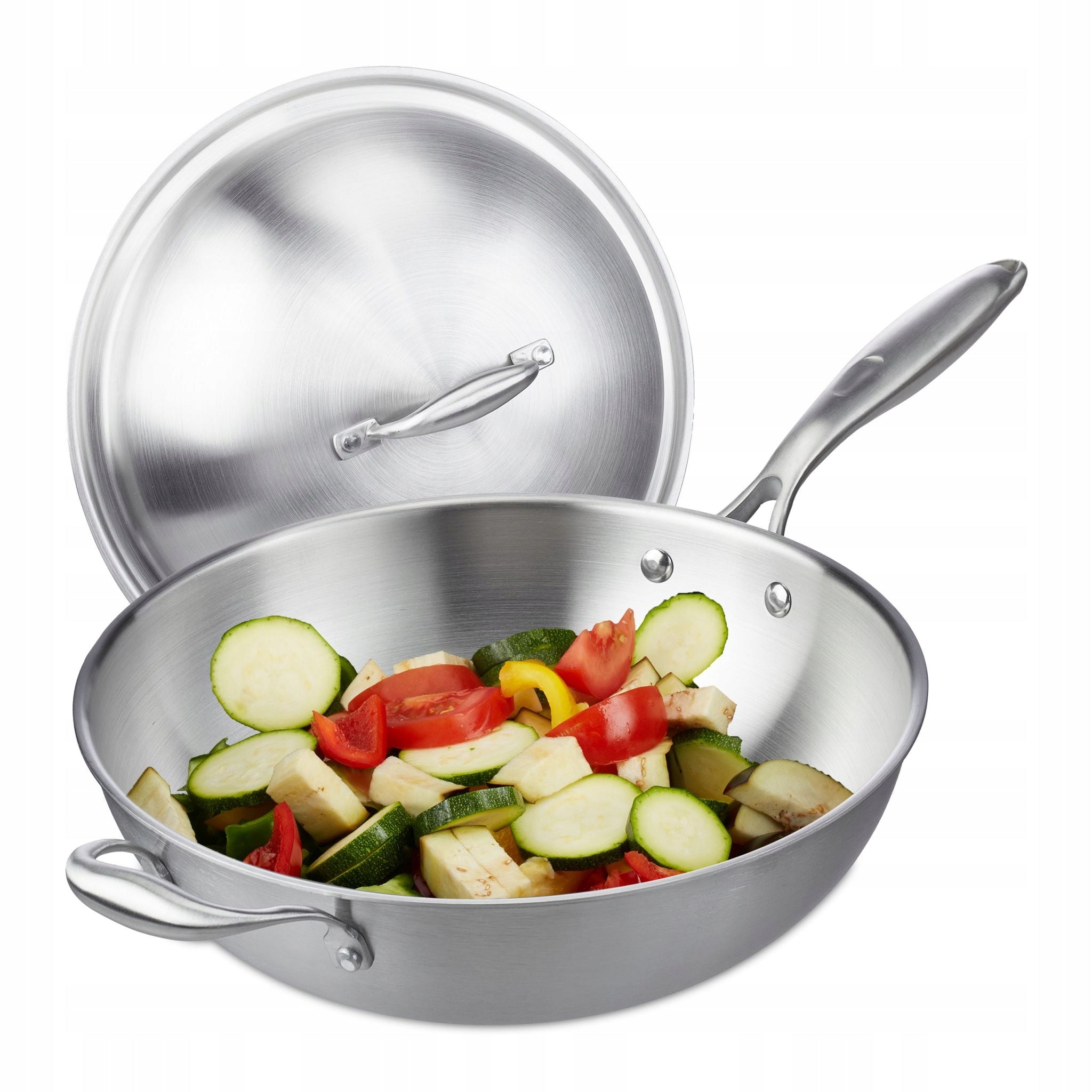 Stainless steel wok with lid 32 cm