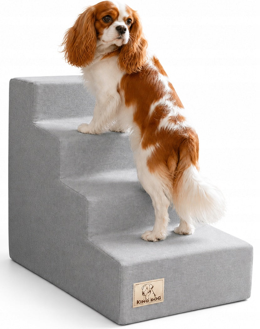 Stairs 4 steps detachable, antislip 60x40x30 cm linen grey