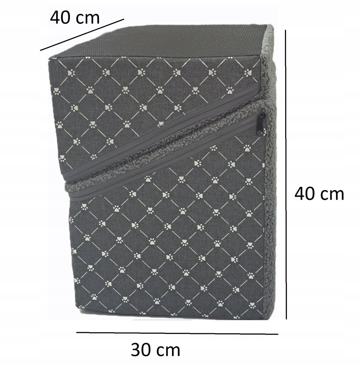 Stairs cat dog platform 2in1 Pouf ramp SILVER PAWS +BOUCLE GRAPHITE Brand no brand