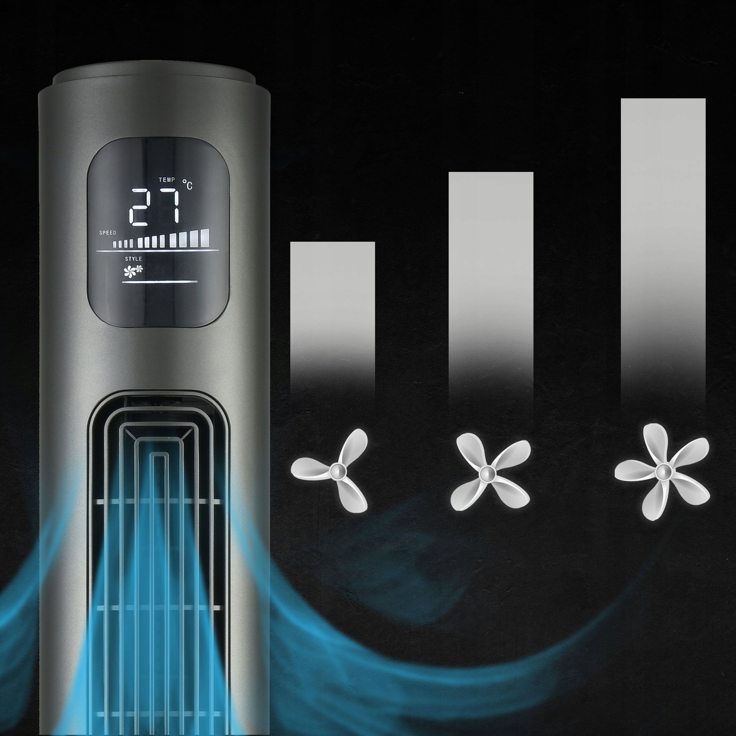 Standing column fan LYNGO quiet floor 117cm ionization +AROMA Functions ionization oscillation automatic oscillation timer