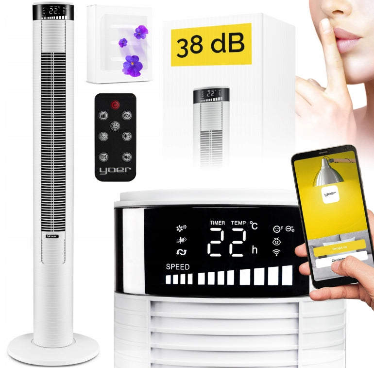 Standing column fan Silent Yoer +10m Range 4 modes Ionization AROMA