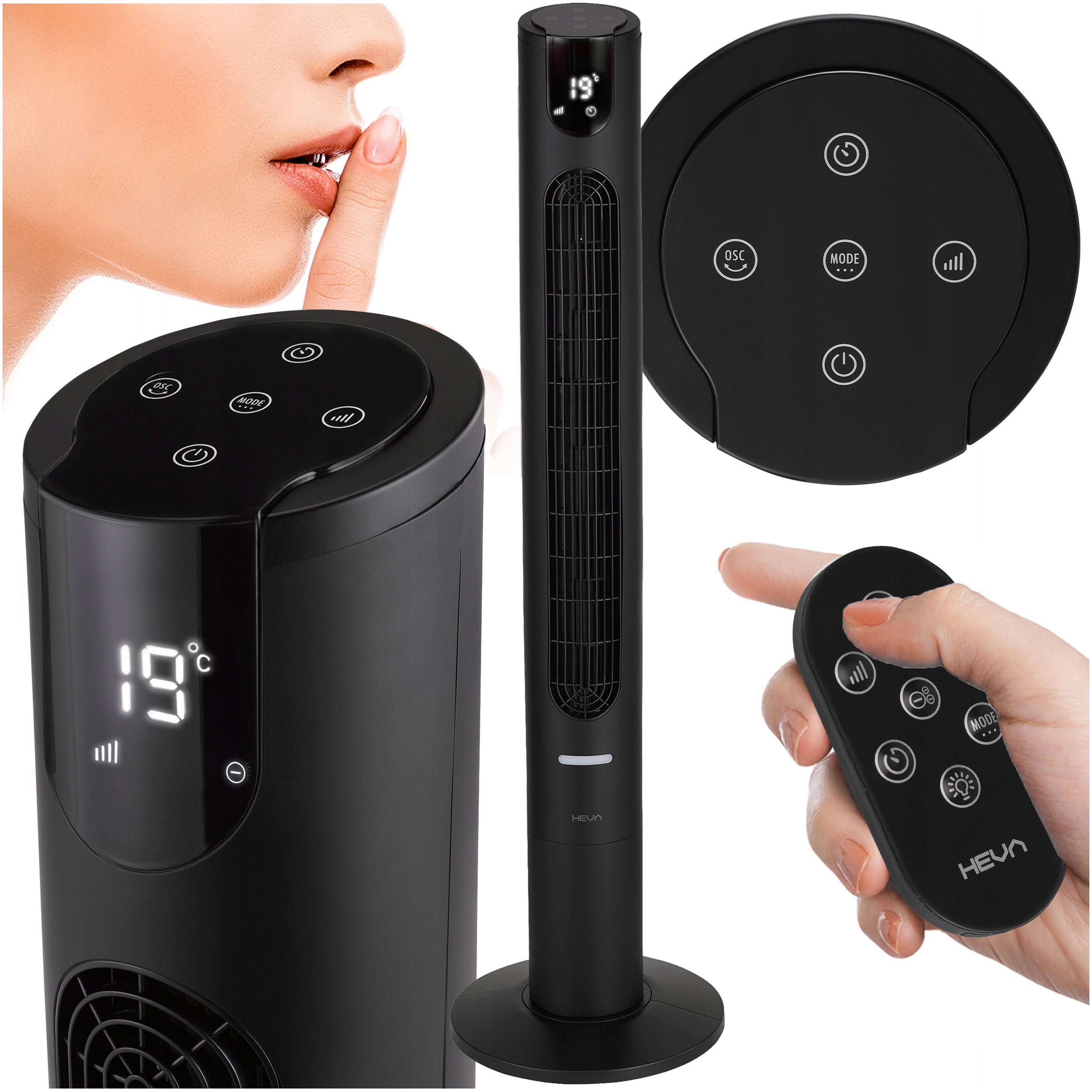 Standing column fan TAVO floor fan 115cm+IONIZATION LED XXL