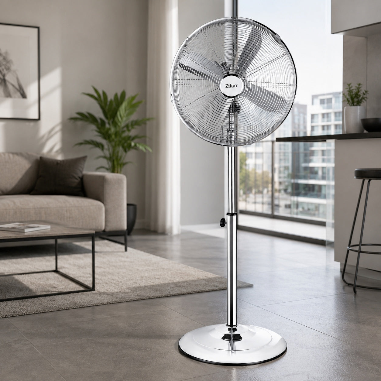 Standing fan Zilan Nickel - 50W | Floor fan with oscillation Brand Zilan