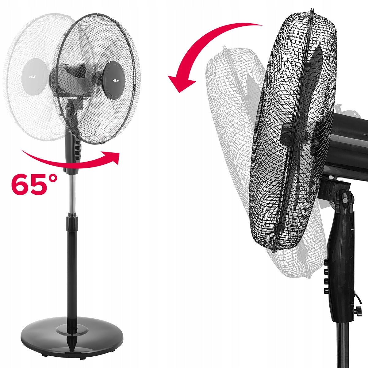 Standing fan floor fan HEVA NOA powerful quiet 5 blades 120cm Brand HEVA