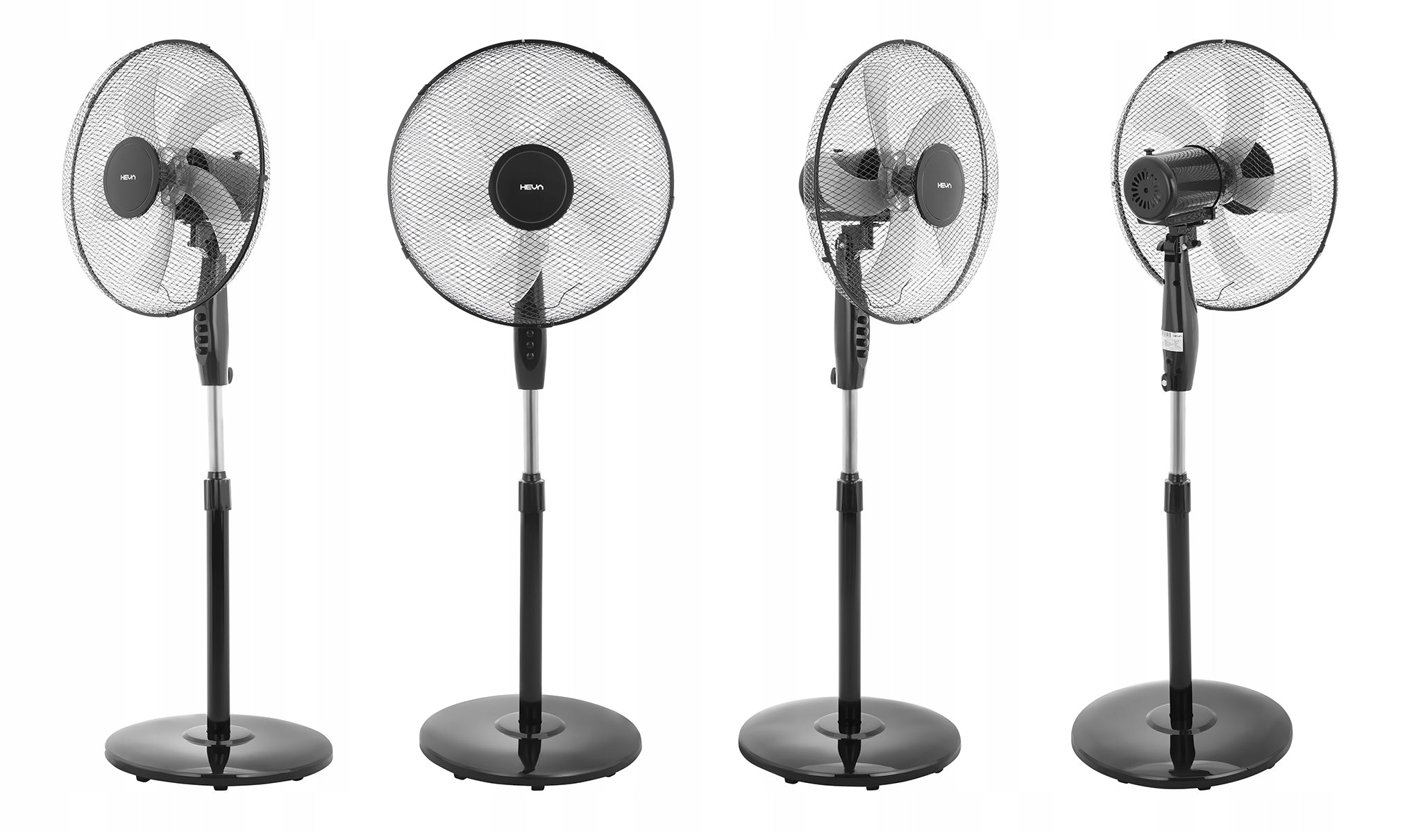 Standing fan floor fan HEVA NOA powerful quiet 5 blades 120cm Dominant color black