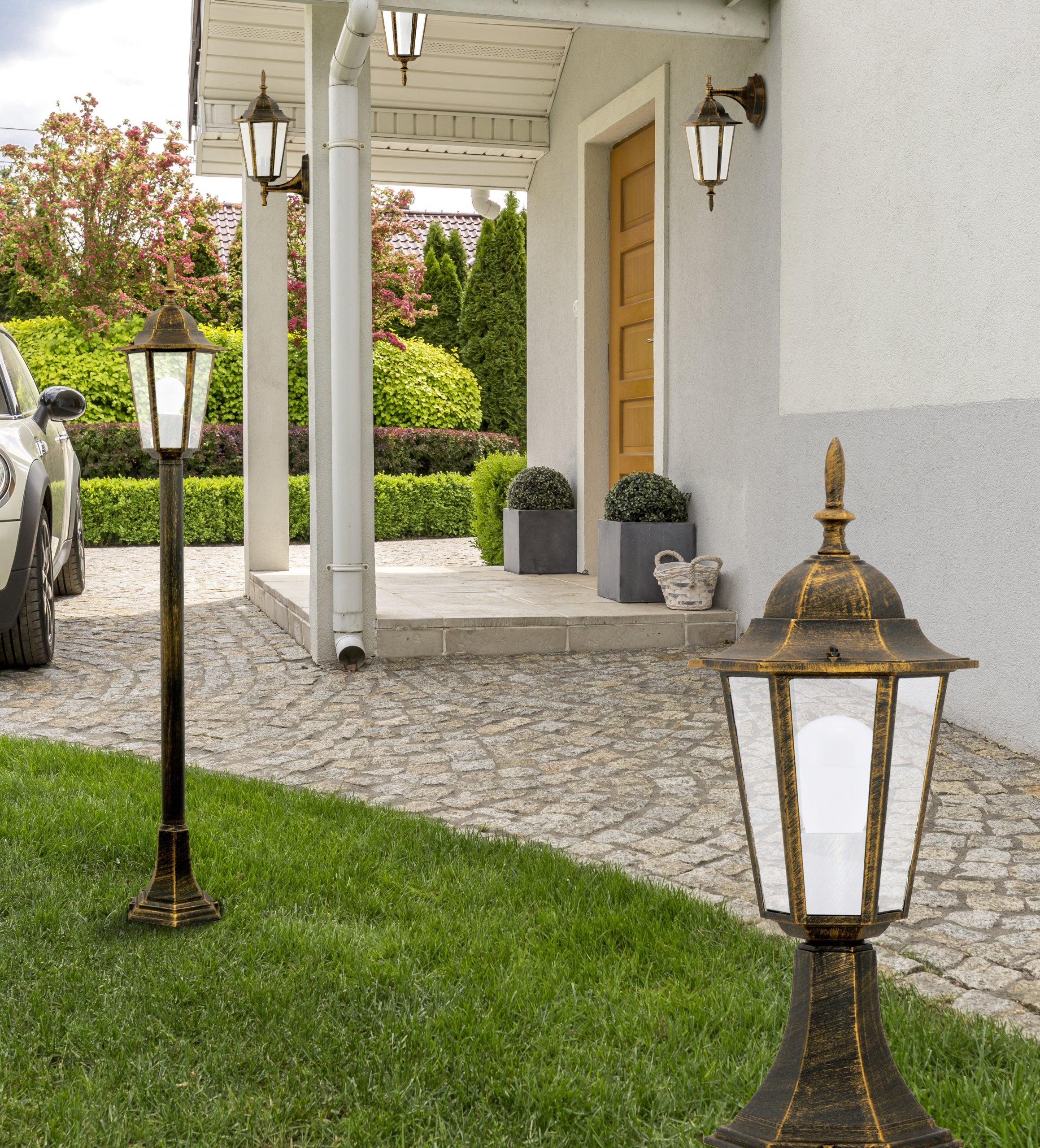 Standing garden lamp Liguria 96m E27 IP43 patina Goldlux 202253 Power supply mains