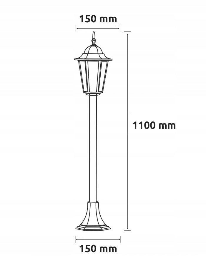 Standing garden lamp Post Lantern E27 LED 110 cm Retro Thread type E27