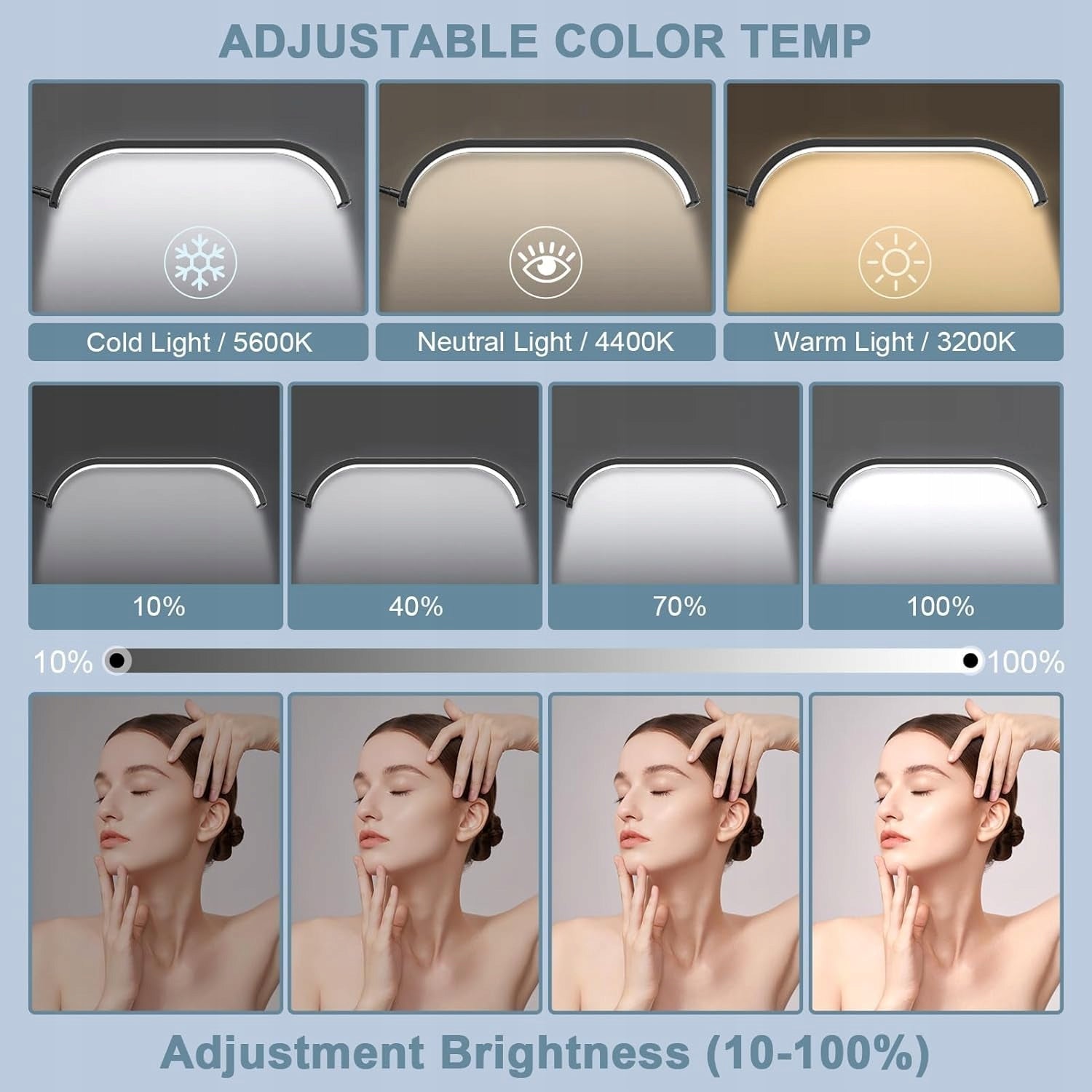 Standing lamp LED 45W cosmetic for eyelashes 155cm 208 LED 3000-6000K Power 45 W