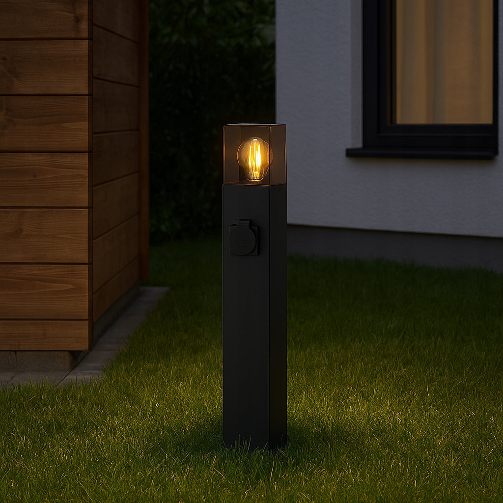 Standing lamp garden post LED 60cm SOCKET 230V outdoor E27 BLACK Thread type E27