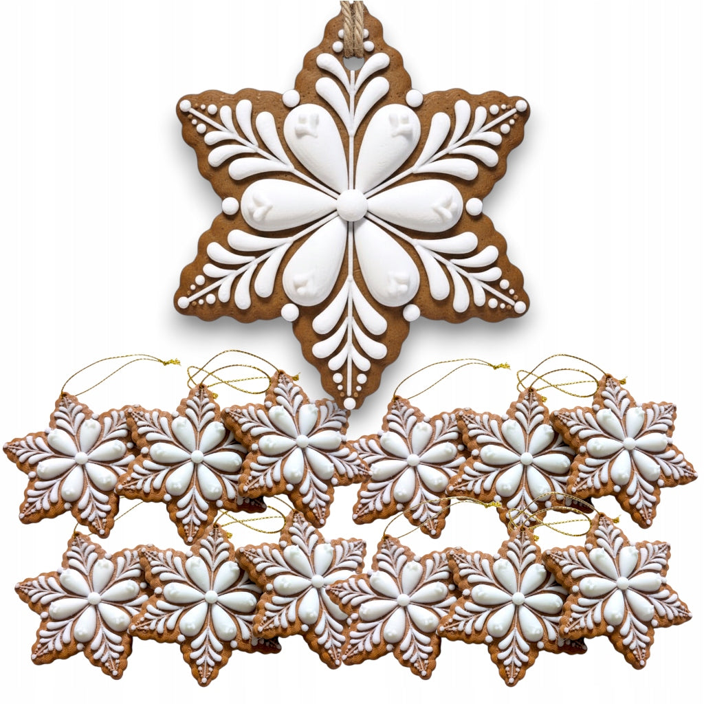 Stars Frosted gingerbread LIKE REAL Christmas tree ornament 12 pcs