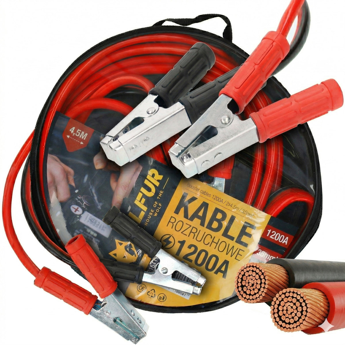 Starter Cables Cords for Battery 1200A 4,5m ULFUR Solid Strong
