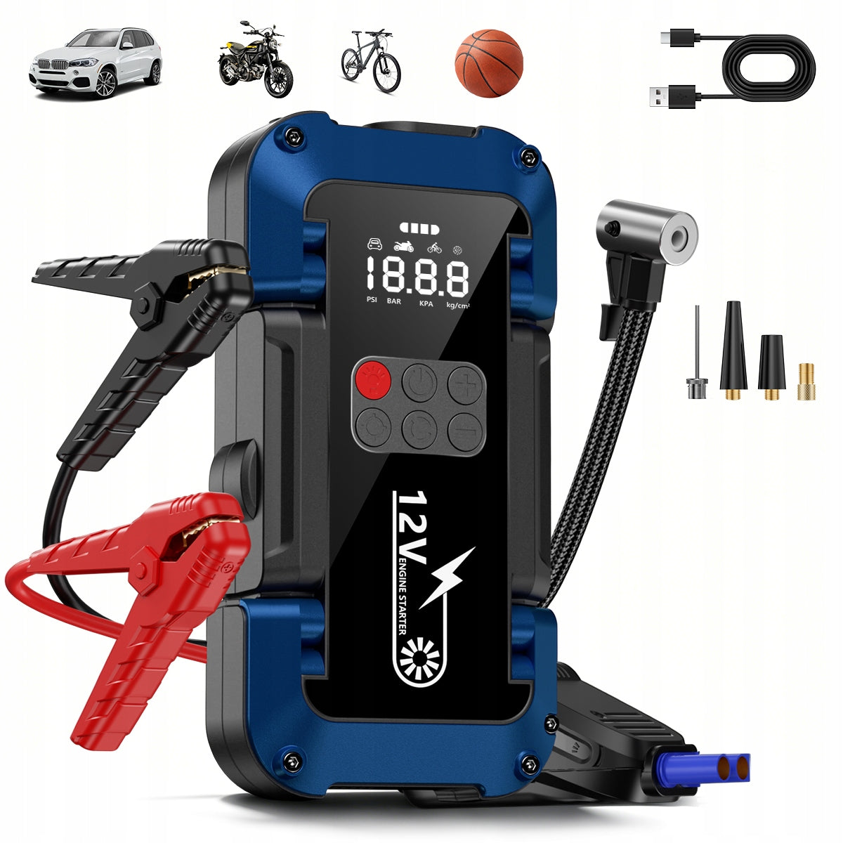 Starter Powerful Jump Starter Booster 4000A Powerbank LED 26800mAh