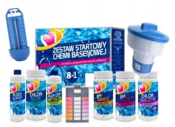Starter kit 9in1 CHEMISTRY for swimming pool LARGE TABLETS BUOY GAMIX THERMOMETER