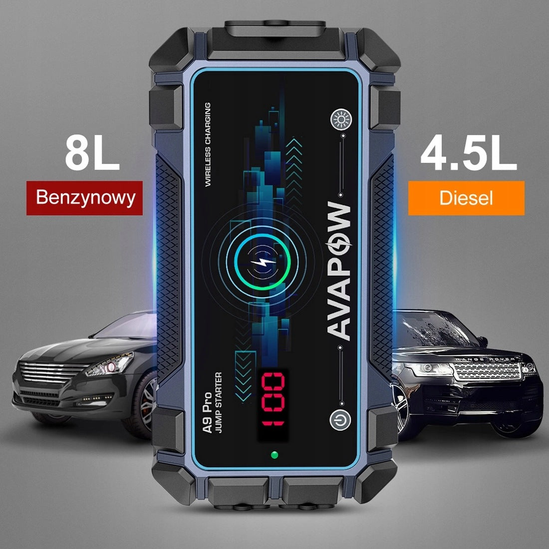 Starting Device 12V 16000mAh 2500A 59Wh IP65 Powerbank Flashlight Avapow Brand AVAPOW