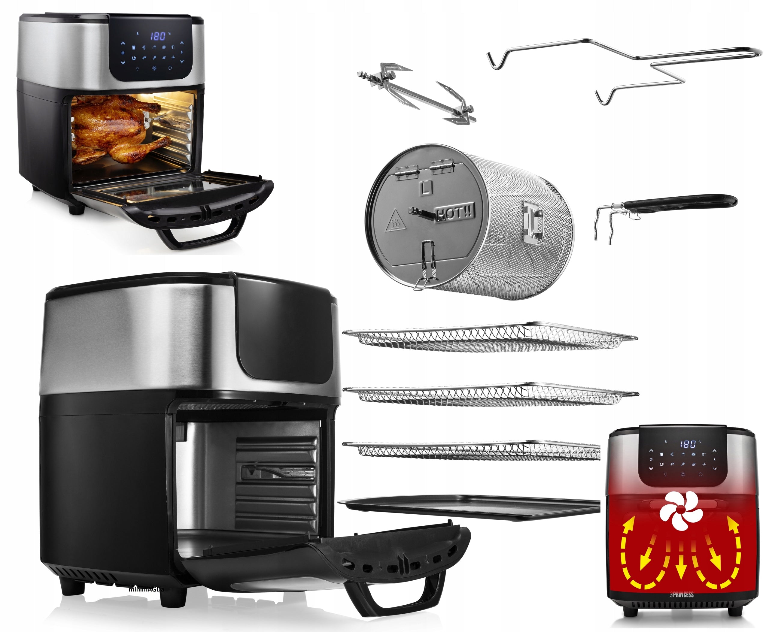 State-of-the-art DIGITAL FRYER-free AIRFRYER OVEN ROTISSERIE
