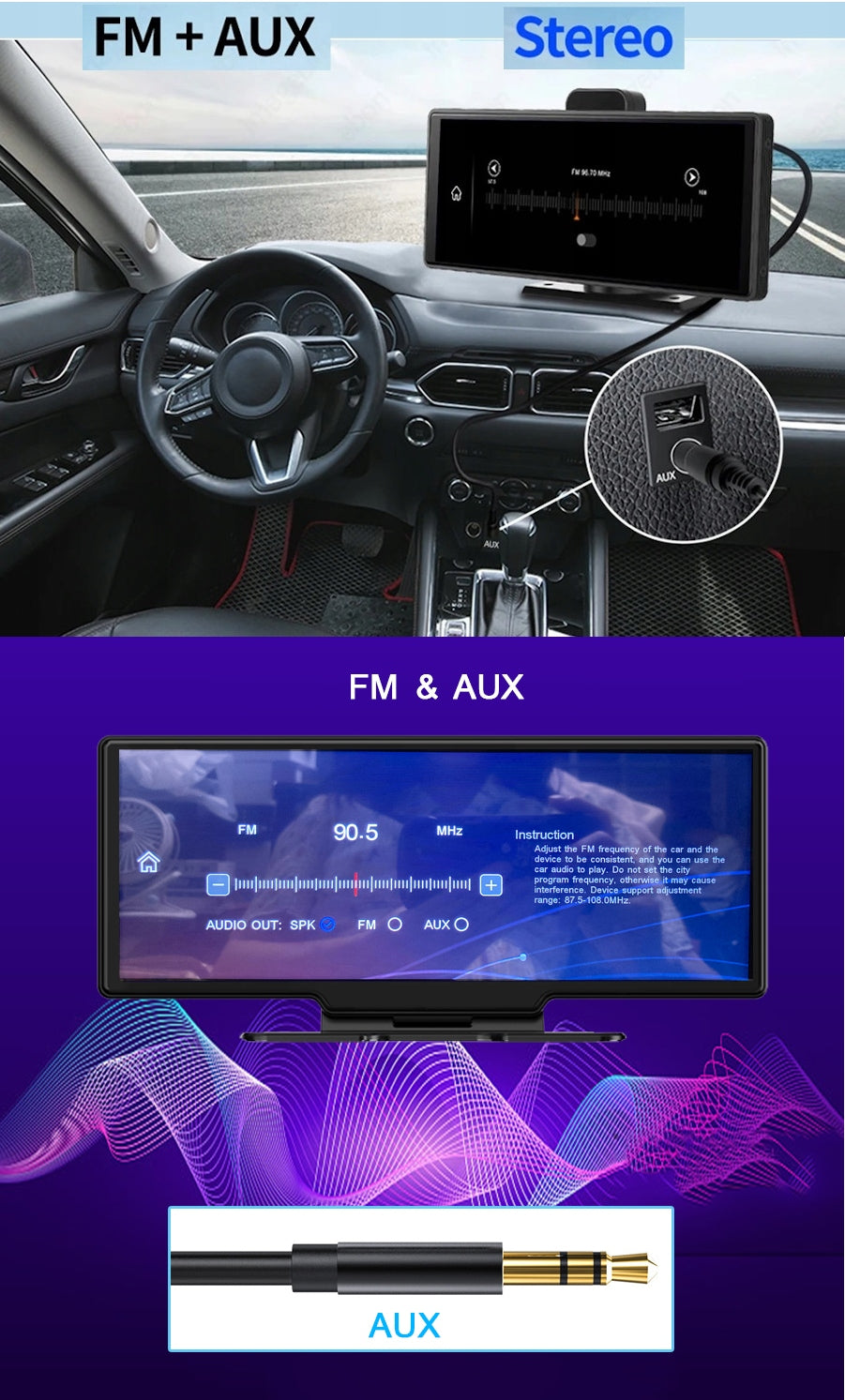 Station Screen Monitor Navigation Recorder 4K Camera Android Auto CarPlay Model HE521