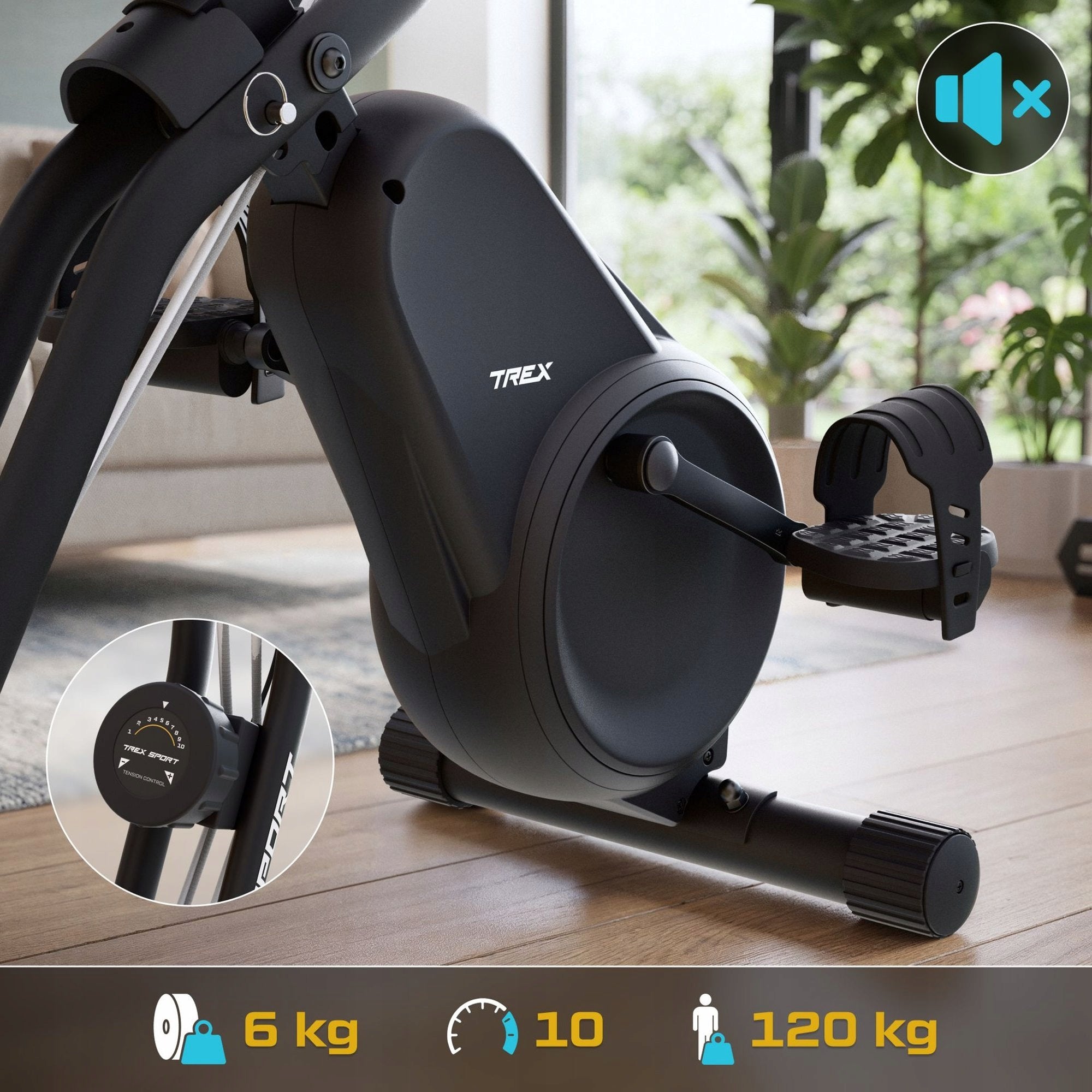 Stationary Bike Folding for Exercise Training up to 120kg TRIBER Trex Sport Brand Trex Sport