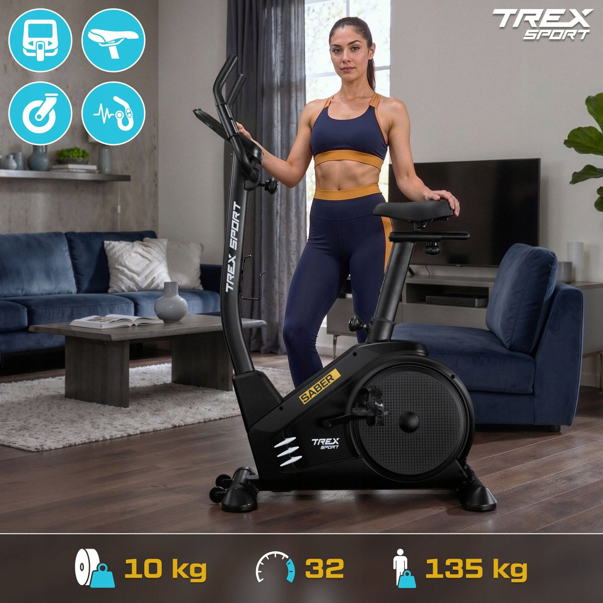 Stationary bike home exercise bike LCD SABER Trex Sport Brand Trex Sport