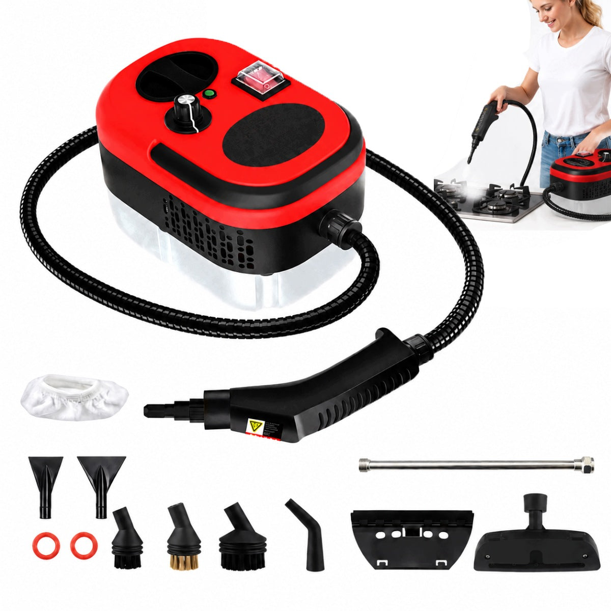 Steam Cleaner 2500W 3 Bar 6 Power Levels 1200ml For Home And Car