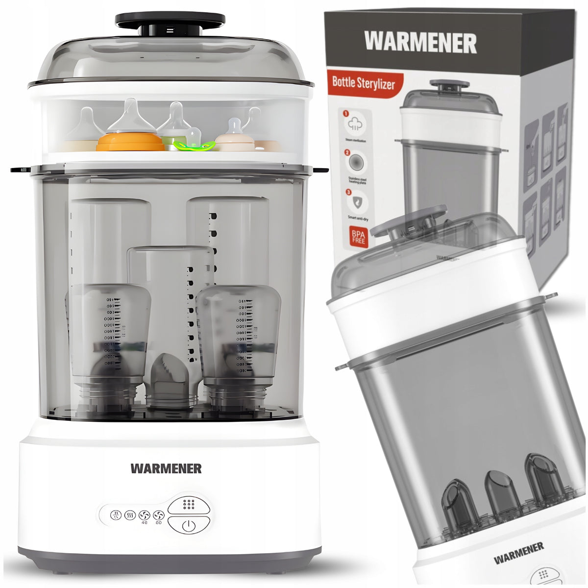 Steam Electric Sterilizer with PureSteamPro Teat Bottle Dryer