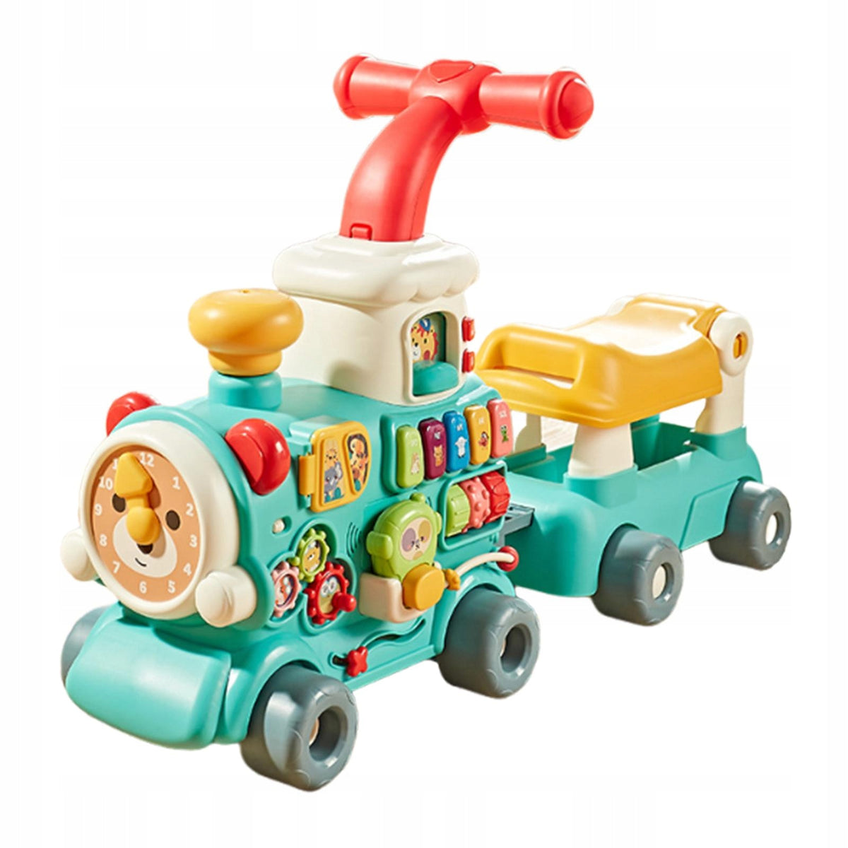 Steam Train Baby Walker Ride on Toy with Sound Effect Present Anti Blue