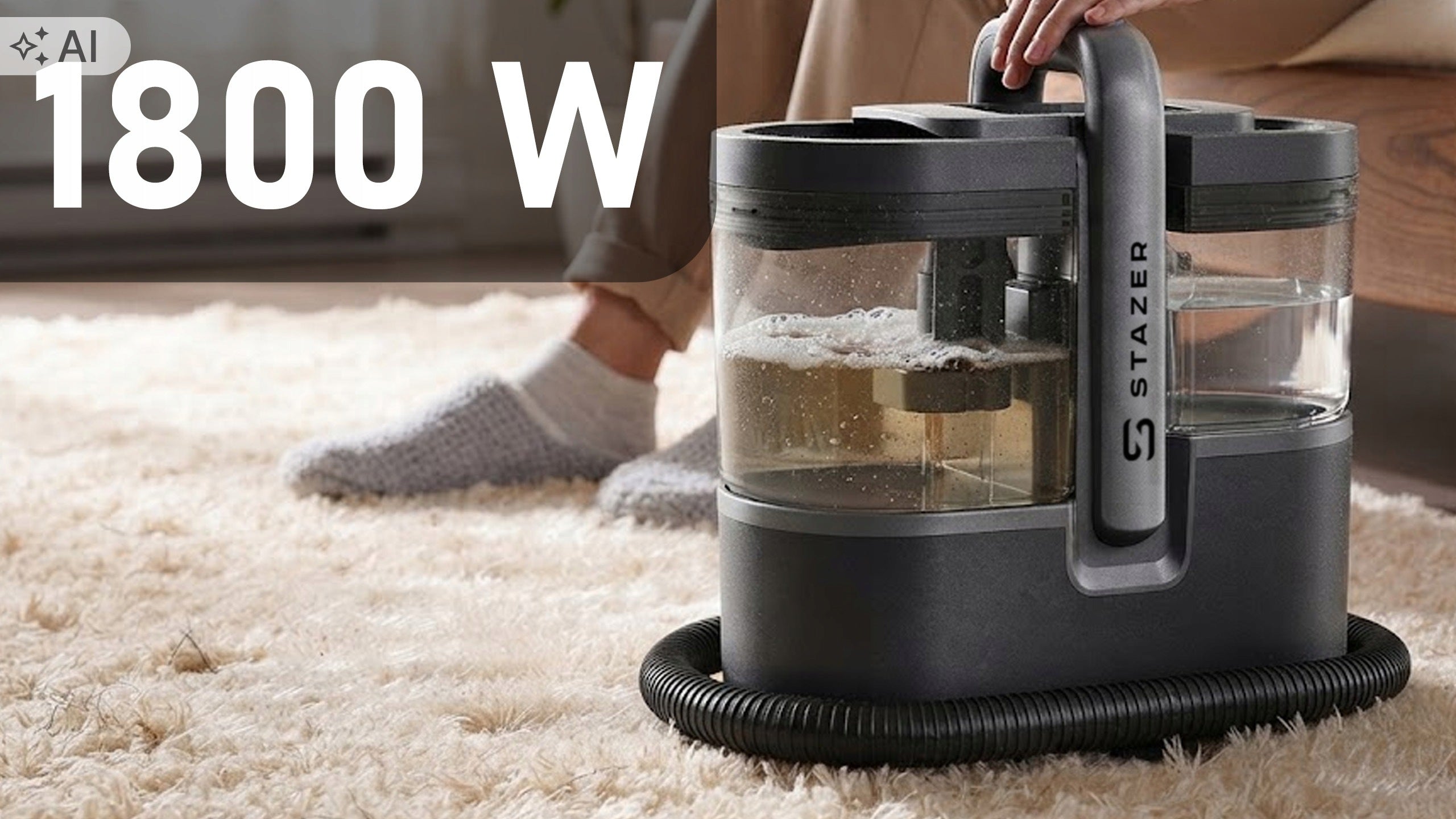 Steam Washing Vacuum Cleaner Steam Cleaner for Carpet Upholstery Wet Dry Dominant color black