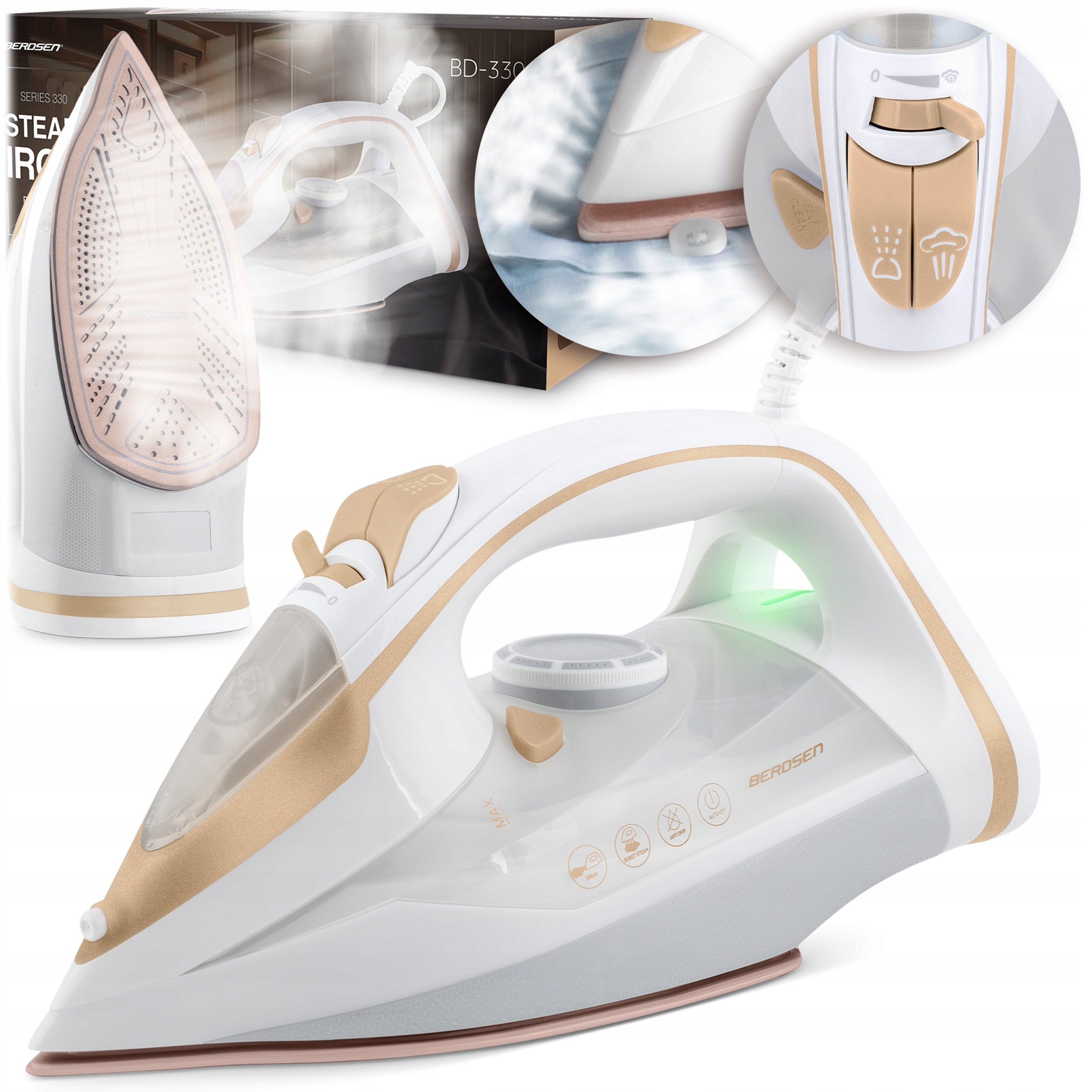 Steam iron 3000W BERDSEN BD-330 ceramic coating vertical operation STRONG