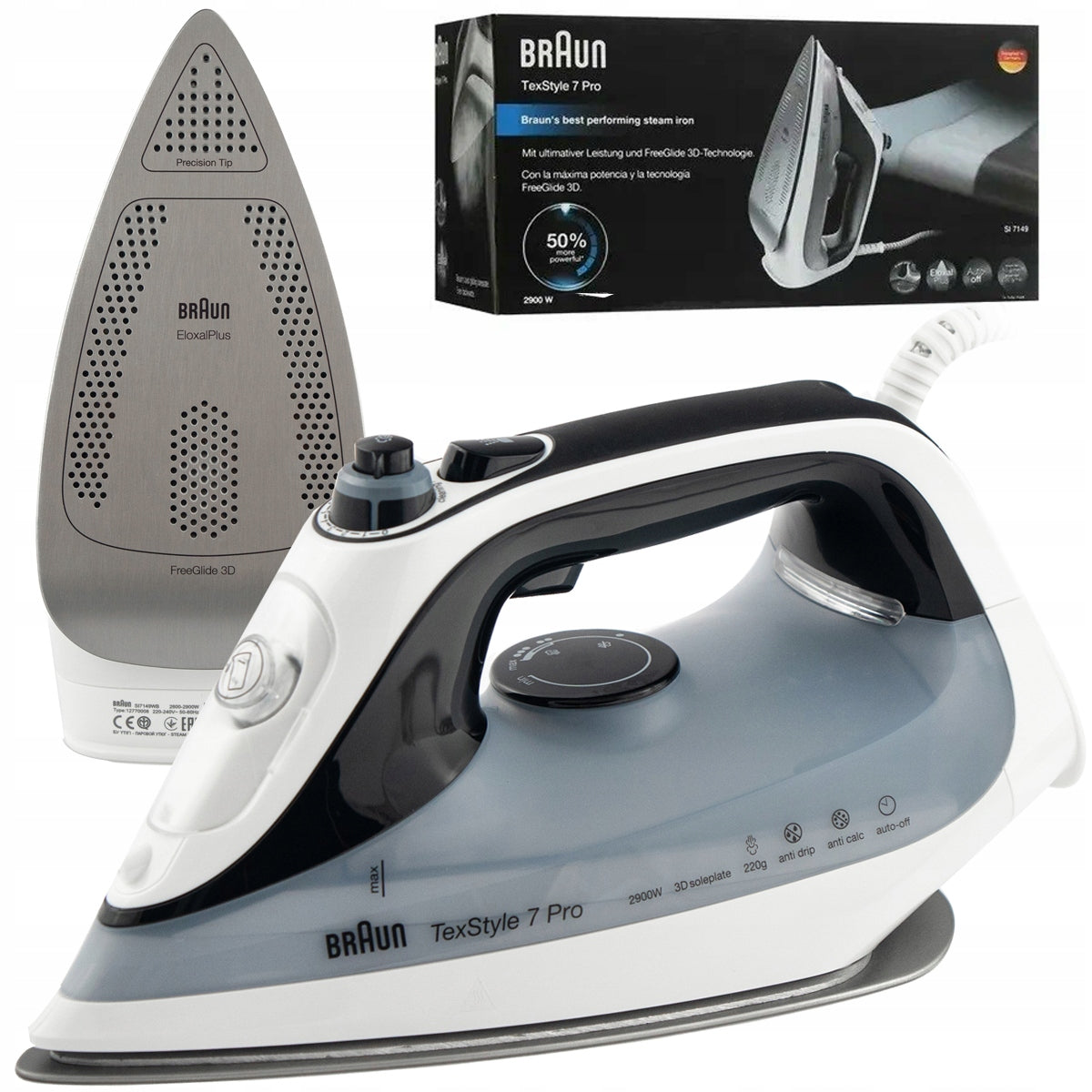 Steam iron Braun SI7149WB 2900W 220g/min Dripping lock Packaging status original