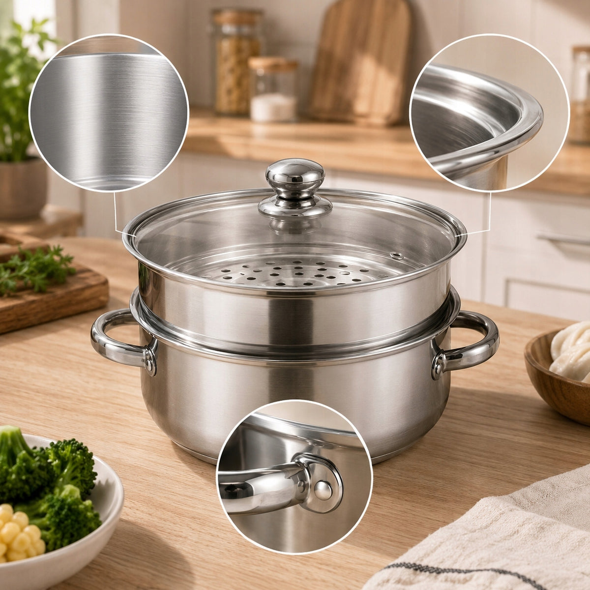 Steamer 28cm Steaming Pot Stainless Steel Large 2P Brand no brand