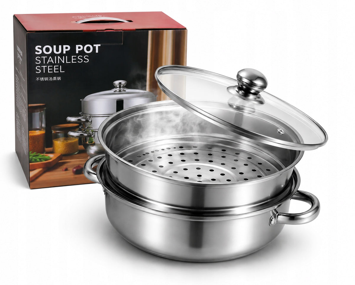 Steamer 28cm Steaming Pot Stainless Steel Large 2P