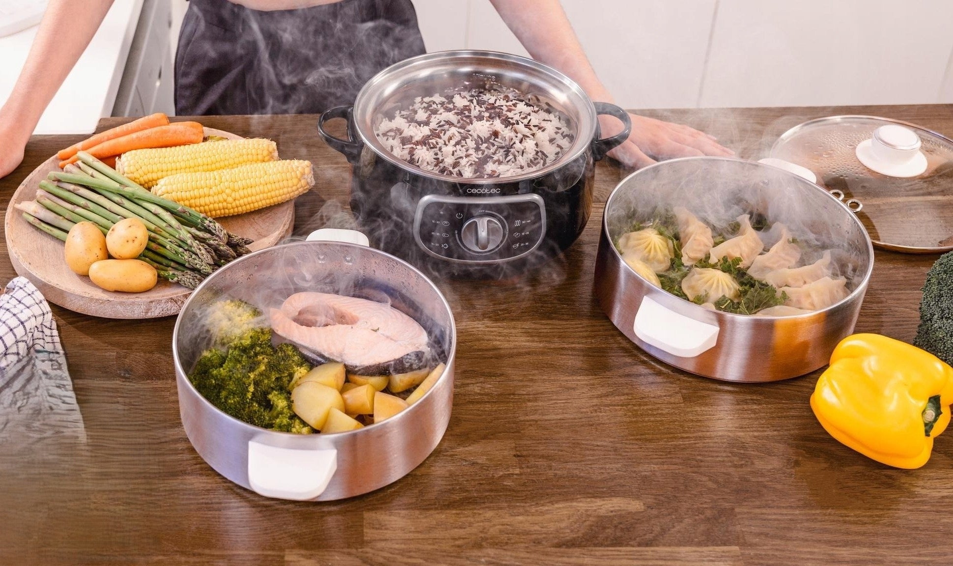 Steamer Cecotec Vapovita SteelPot 10l 1300W 3 Containers Black Silver Manufacturer code EU01_100072
