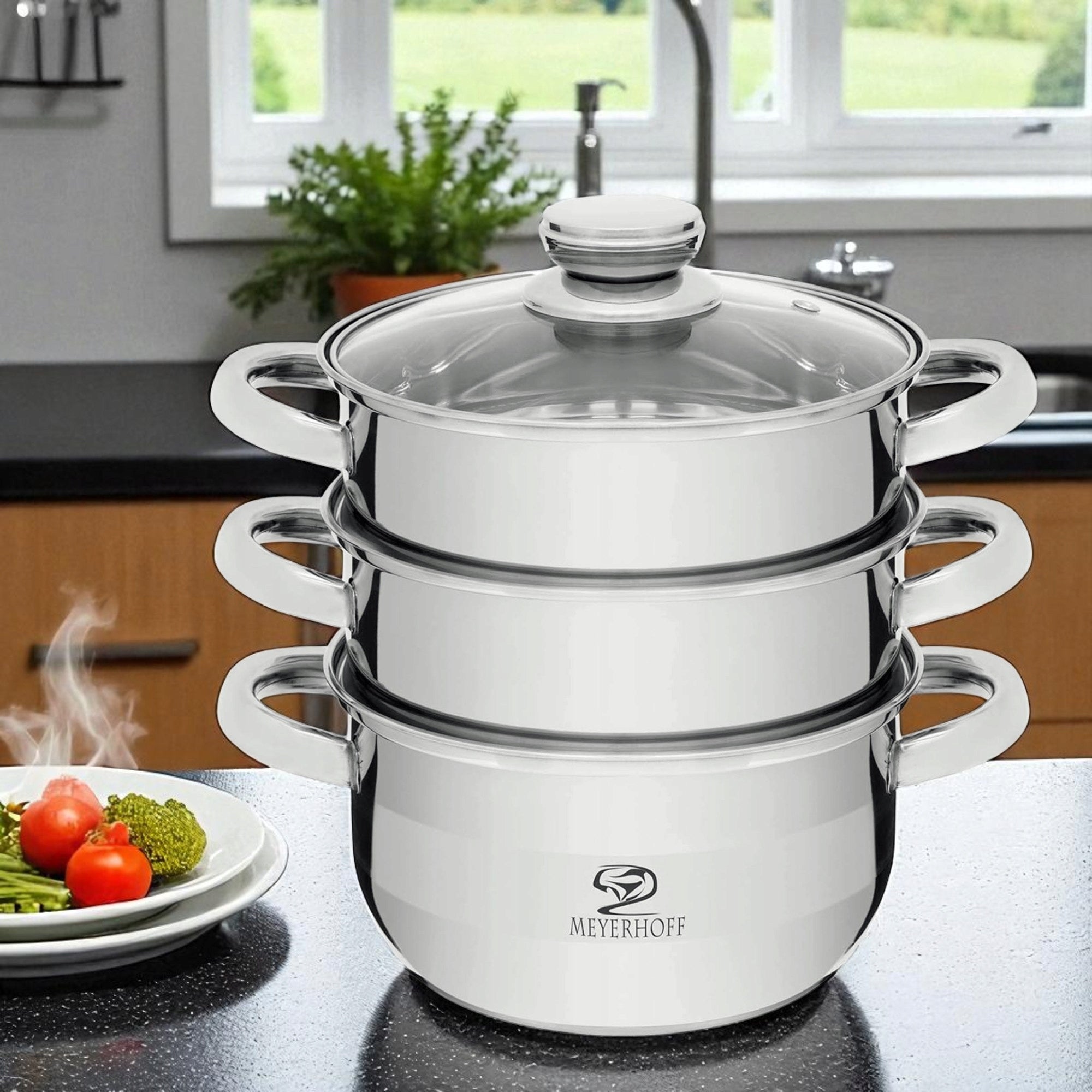 Steaming Pot Steamer 2L Stainless Steel 18cm Induction Gas Capacity 2 l