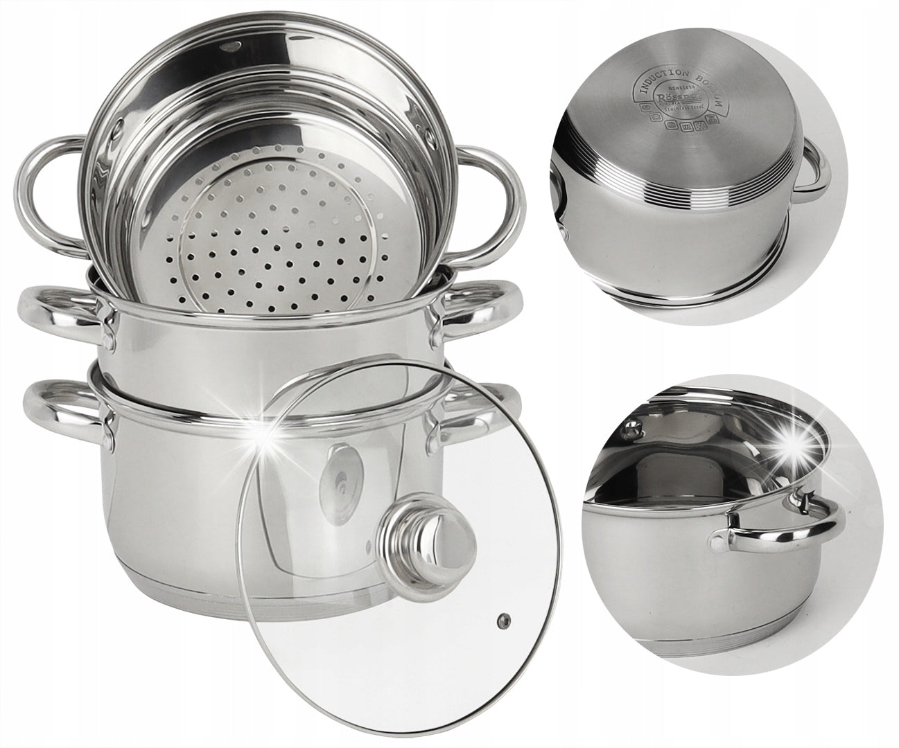 Steaming pot 24 cm 4 el steamer induction gas
