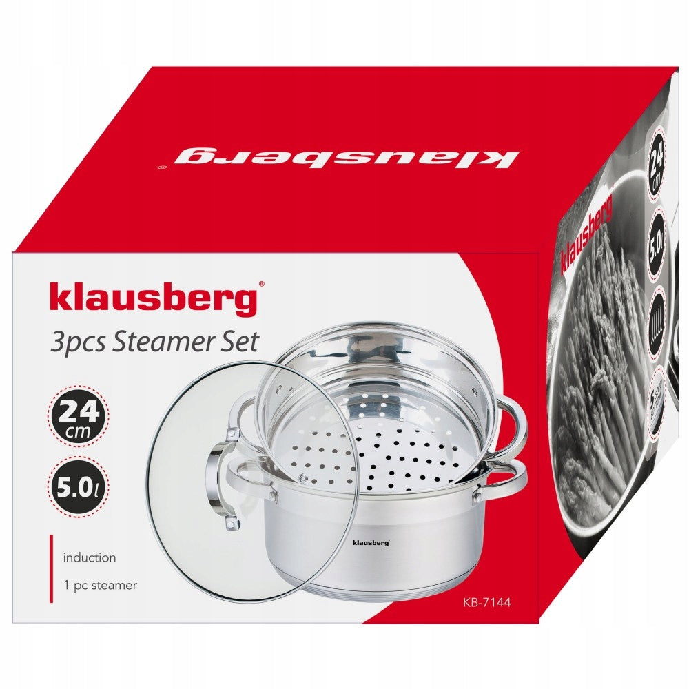 Steaming pot Ø24 cm, 5L 3-piece set Klausberg Capacity 5 l