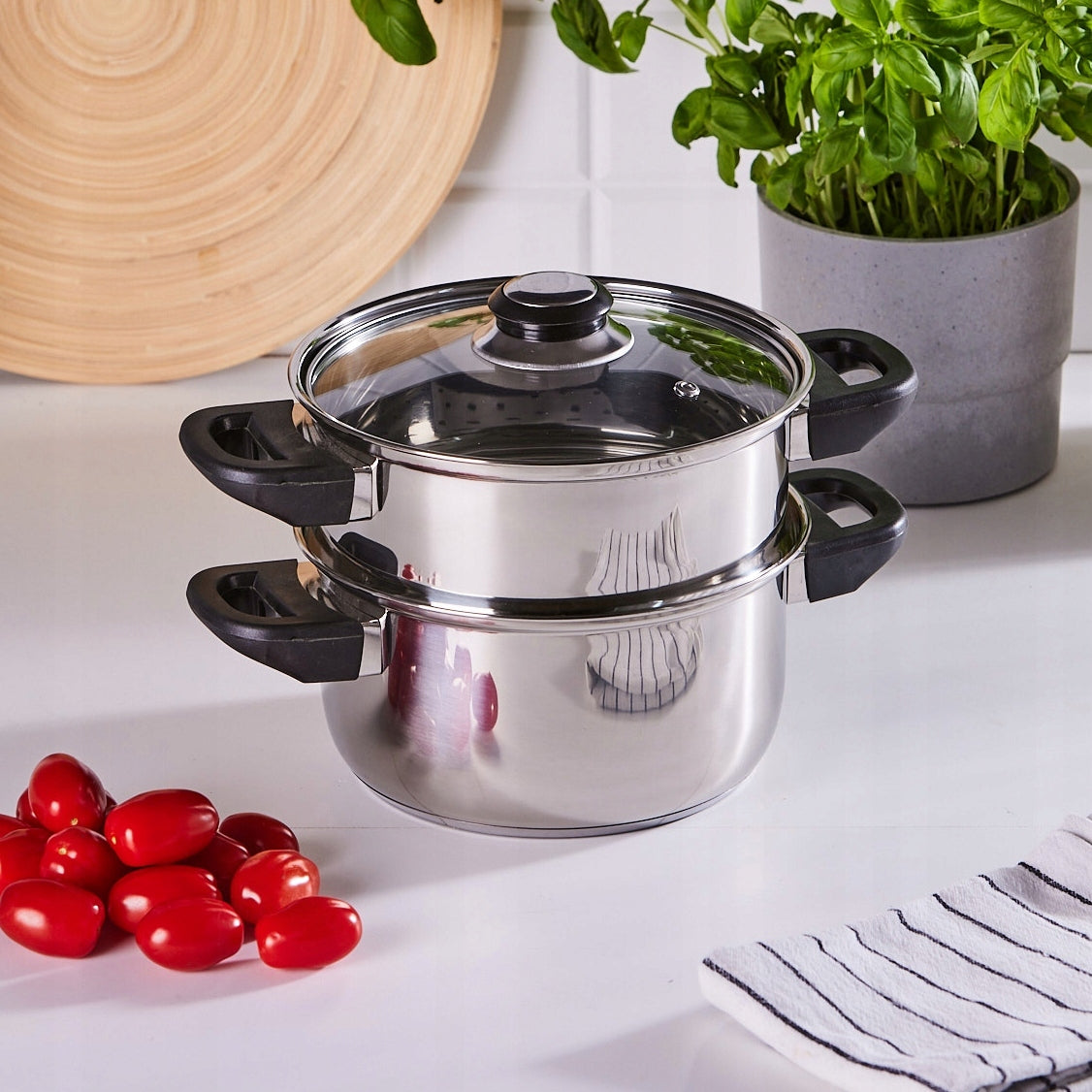 Steaming pot stainless steel induction Altom Emilio 2,2 l Packaging status original